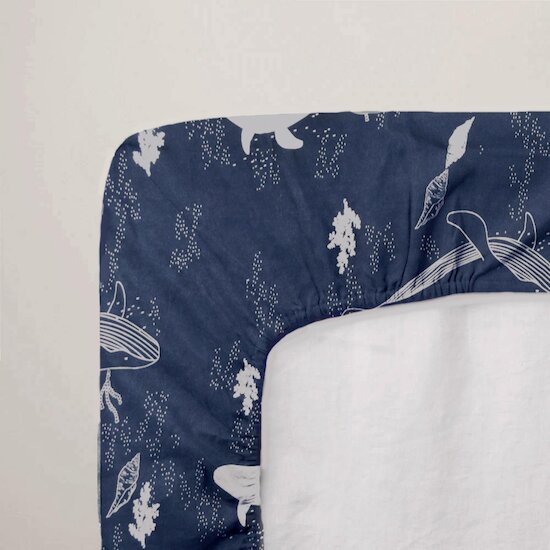 Mon P'tit Dodo Drap-Housse Imprimé Whales  Mon P'tit Dodo Drap-Housse Imprimé Whales