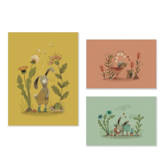 Moulin Roty Set de 3 affiches Trois petits lapins Multicolore 30x40 cm