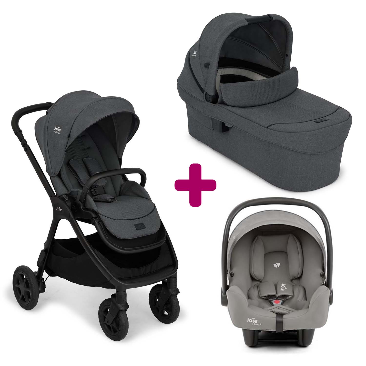 Pack Poussette trio Finiti Ebony + Nacelle Ramble XL Ebony + coque I-snug 2 Pebble Joie