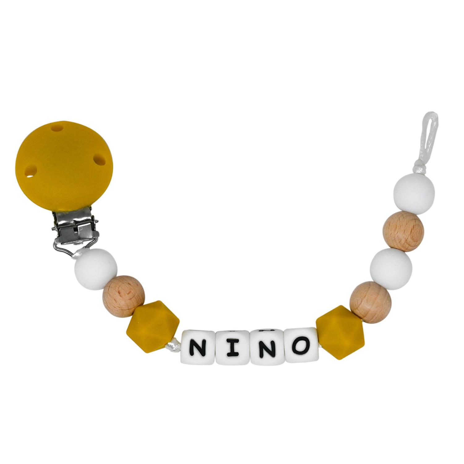 Attache-sucette silicone personnalisable JAUNE Irréversible Bijoux