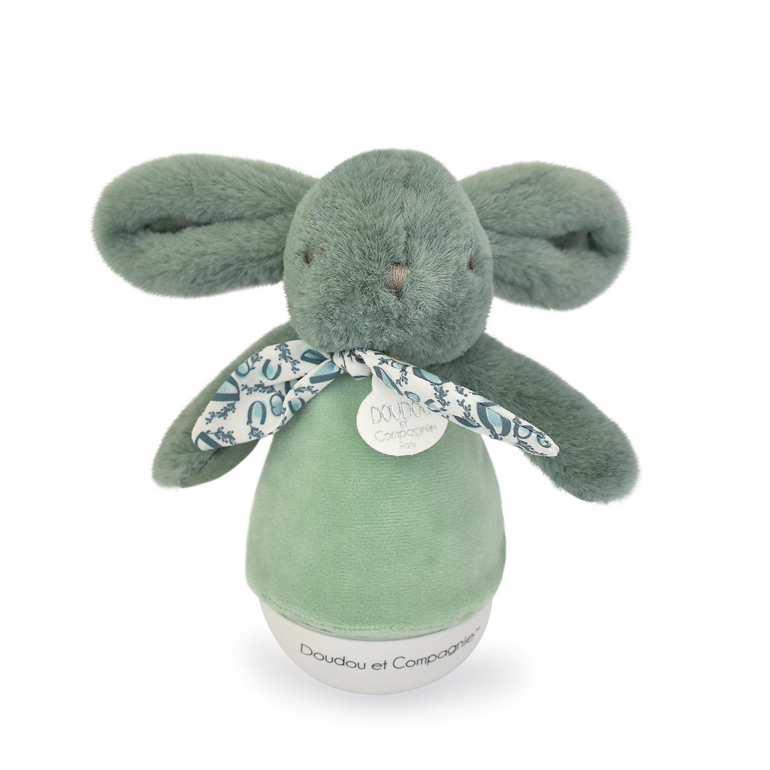 Doudou & Compagnie - Peluche musicale Lapin Culbuto VERT Doudou & Compagnie