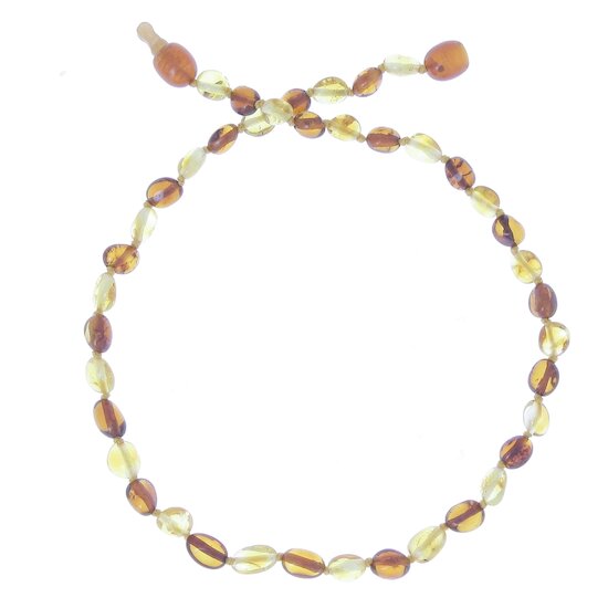 BalticWay Collier enfant en ambre de la Baltique - forme olives Duo 33 cm