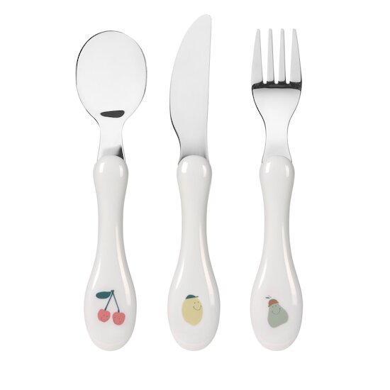 Lässig Couverts inox 3 pc Happy Fruits Blanc 