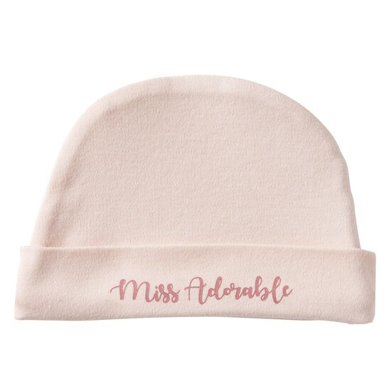 BB&Co Bonnet doublé pur coton "Miss Adorable" Blush Naissance 