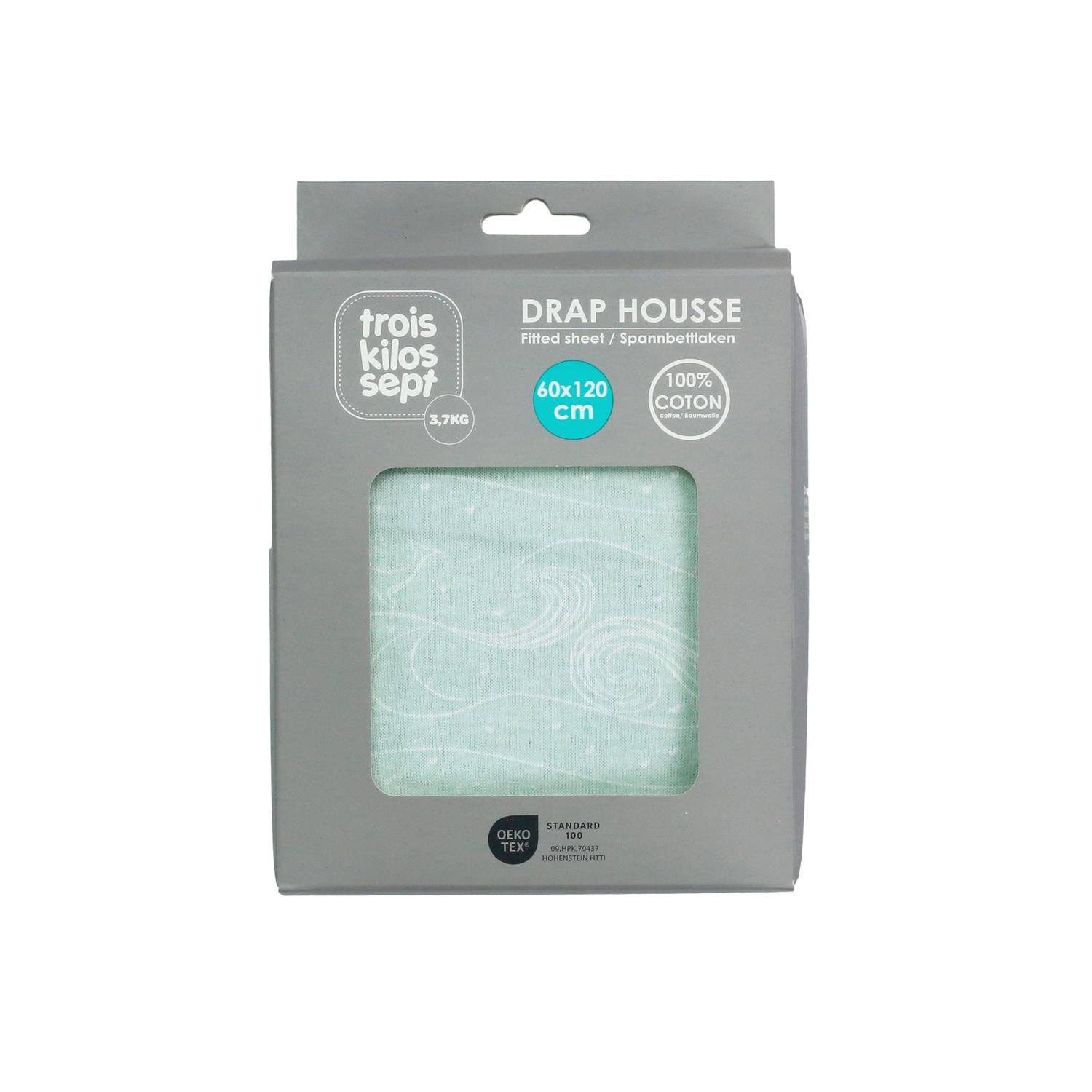 Drap Housse AOP GAETAN BLANC Trois Kilos Sept