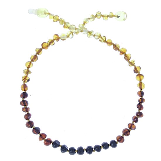 BalticWay Collier enfant en ambre de la Baltique - forme baroque Rainbow 33 cm