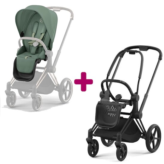 Cybex Pack Chassis Priam matt black & Siège Leaf Green  