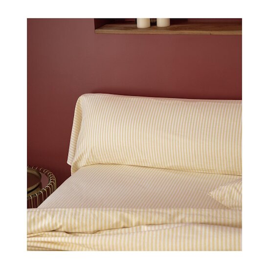 Kadolis Taie de Traversin Percale de Coton Bio Rayé Rayé Tournesol 