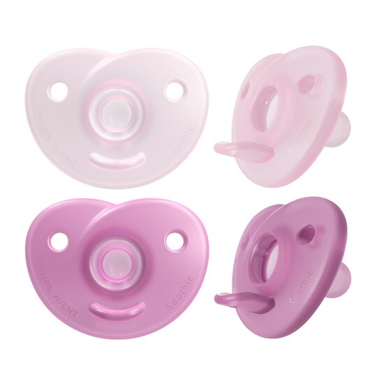 Philips Avent 2 sucettes Soothie cœur Rose clair/Rose framboise 0-6 mois Philips Avent 2 sucettes Soothie cœur Rose clair/Rose framboise 0-6 mois