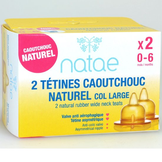 Biberon verre caoutchouc débit 3+, Natae de Natae
