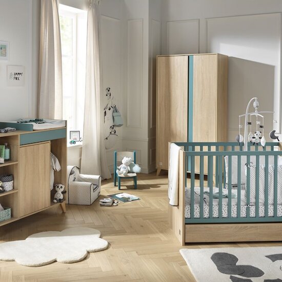 Sauthon Chambre bébé complète Nova : lit 60x120, commode, armoire  