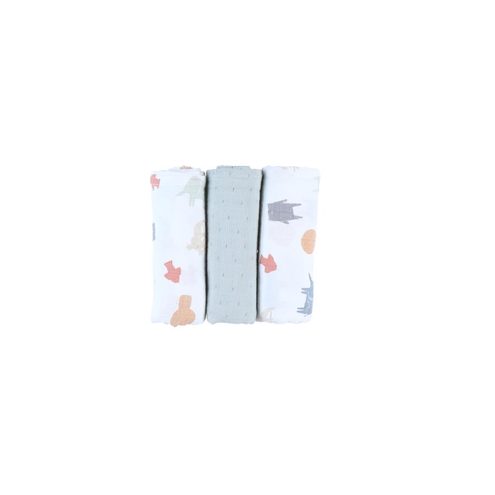 Noukie's - Lot de 3 langes animaux mousseline Mix&Match MULTICOLORE Noukie's