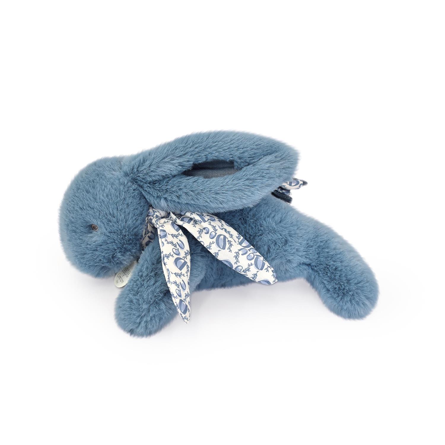 Doudou & Compagnie - Peluche petit lapin pantin BLEU Doudou & Compagnie