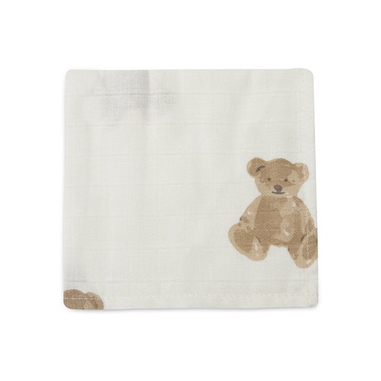 Jollein 3 serviettes gaze de coton Teddy Bear  Jollein 3 serviettes gaze de coton Teddy Bear