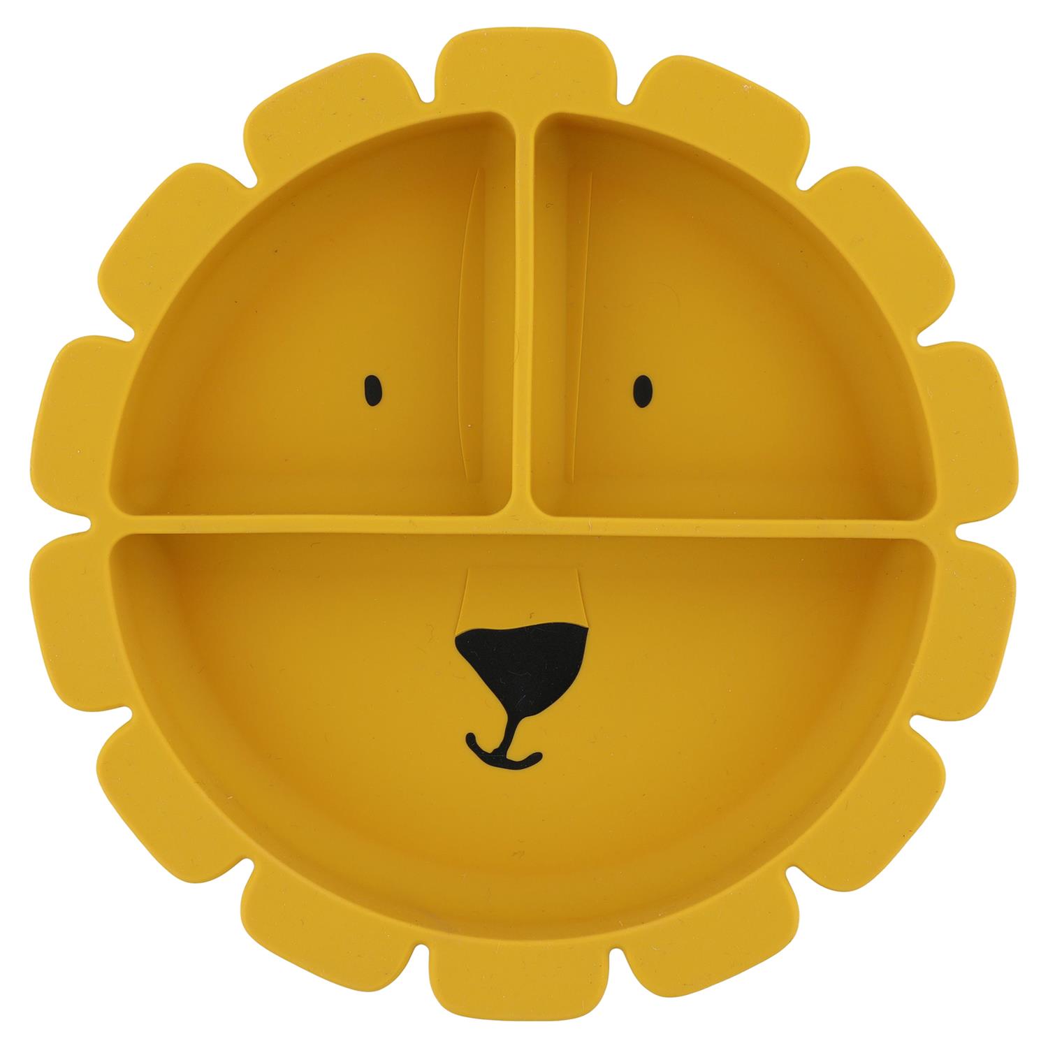 Assiette avec ventouse en silicone et compartiments JAUNE Trixie