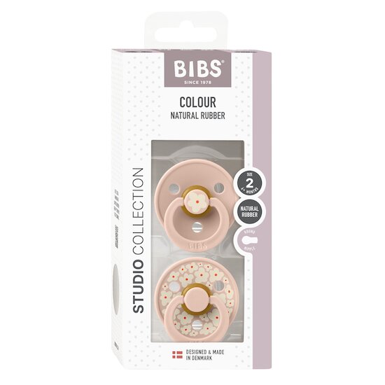 BIBS Tétines Studio Colour 2 Pack Caoutchouc naturel Blush/Blush 