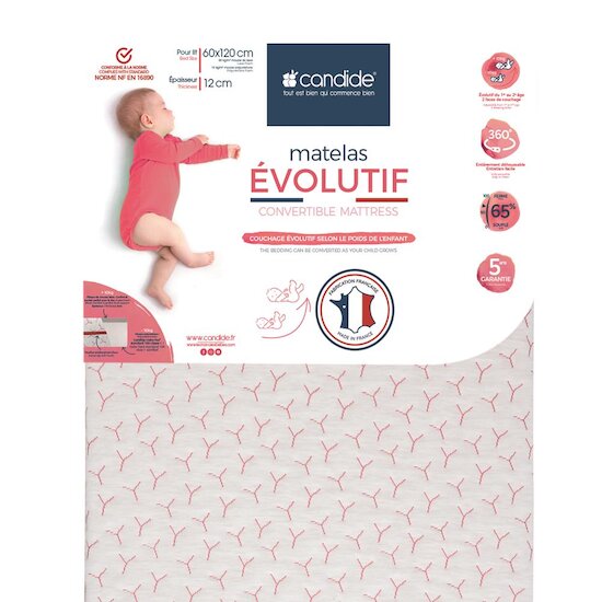 Candide Matelas évolutif déhoussable  60x120 cm