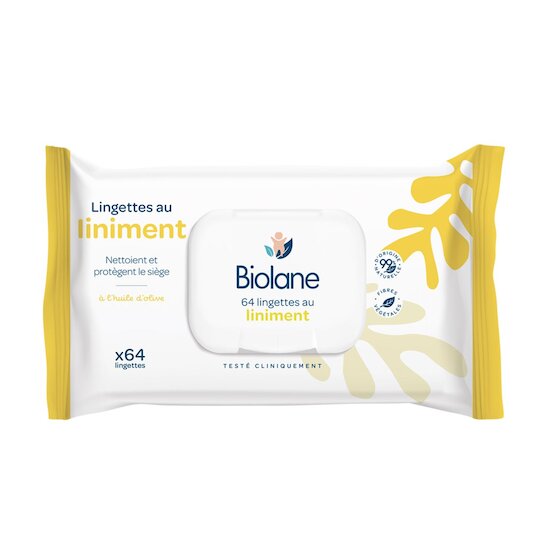 Biolane Lingettes au liniment Jaune et blanc  Biolane Lingettes au liniment Jaune et blanc