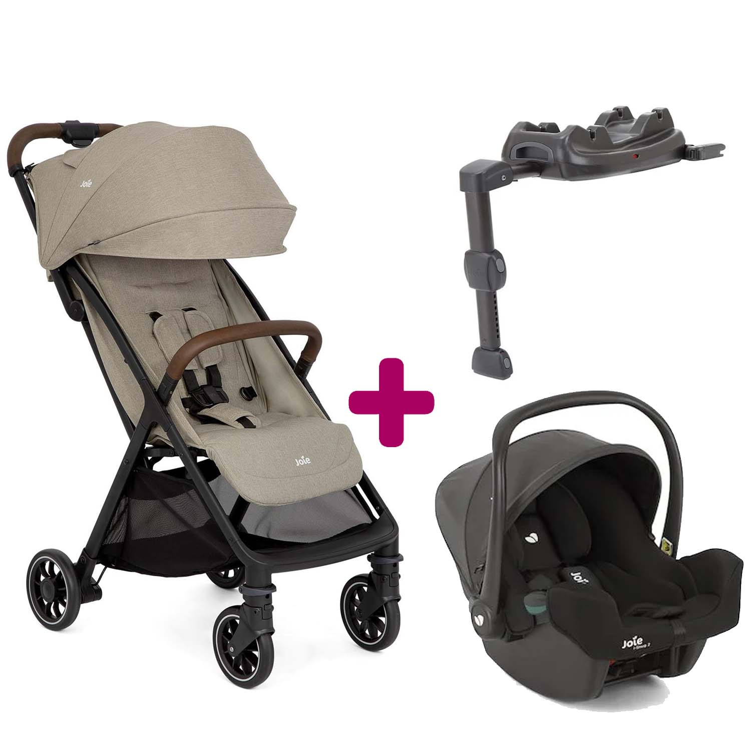 Joie - Pack Poussette duo pact Pro Oak + coque i-snug 2 Shale + base Lx 2  Joie
