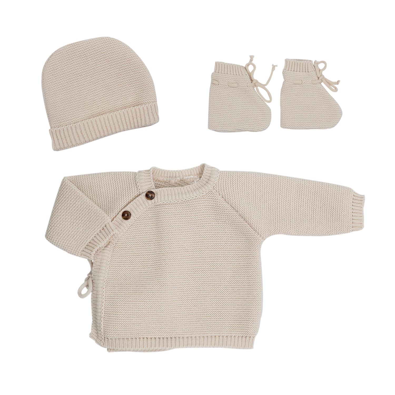 Lot Brassière + Bonnet + Chaussons BEIGE Trois Kilos Sept