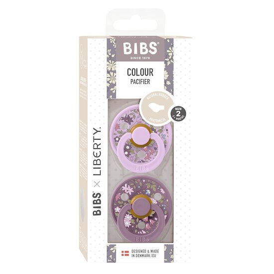 BIBS BIBS x Liberty Tétine Colour 2 Pack Caoutchouc naturel Anatomique Violet Sky/Mauve 6-18 mois