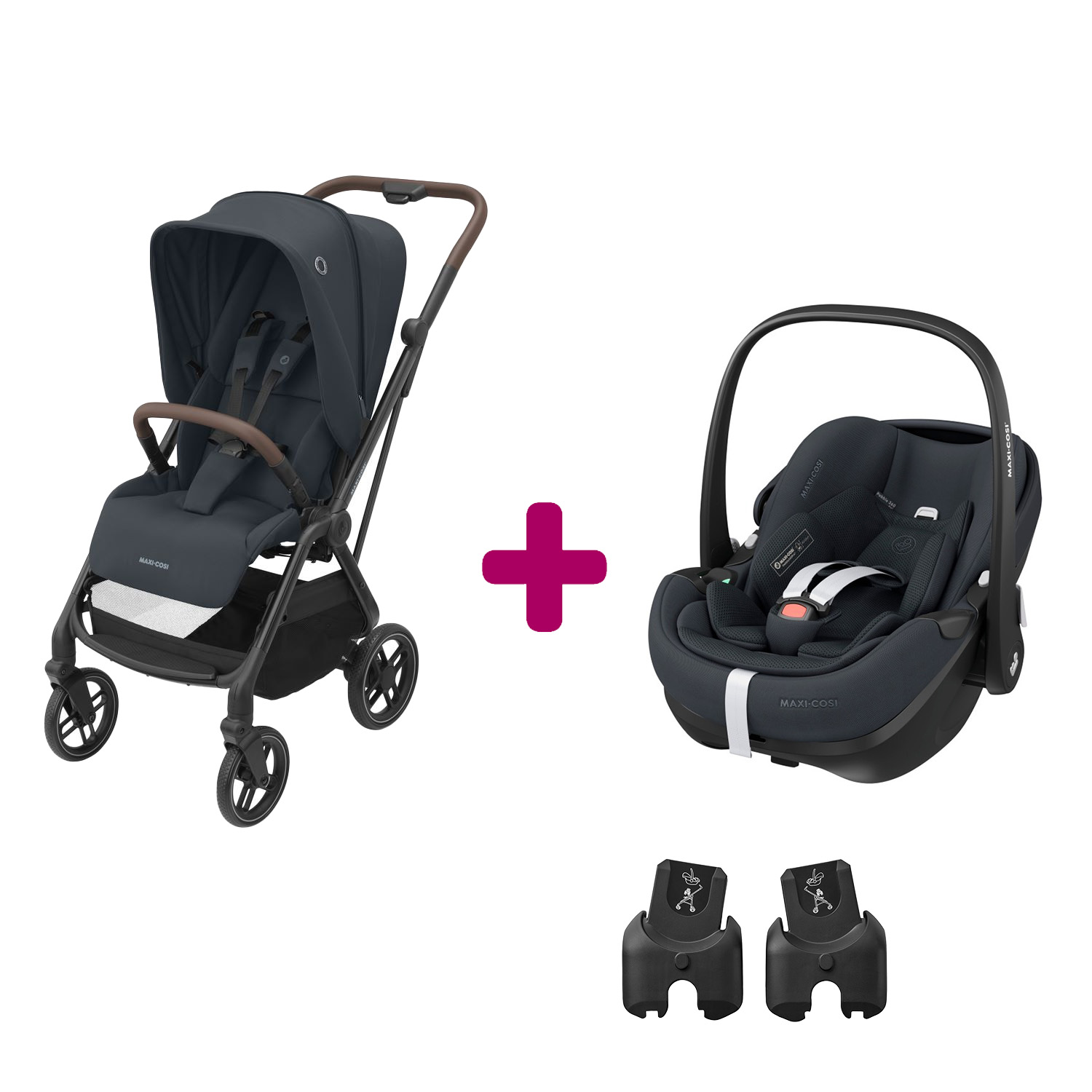 MAXI COSI - Pack poussette duo Léona 2 + pebble 360 pro 2 essential graphite  Maxi Cosi