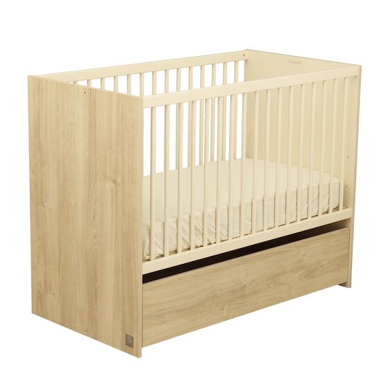Sauthon Lit bébé transformable Melinée Crème/Chêne Sépia 60x120 cm