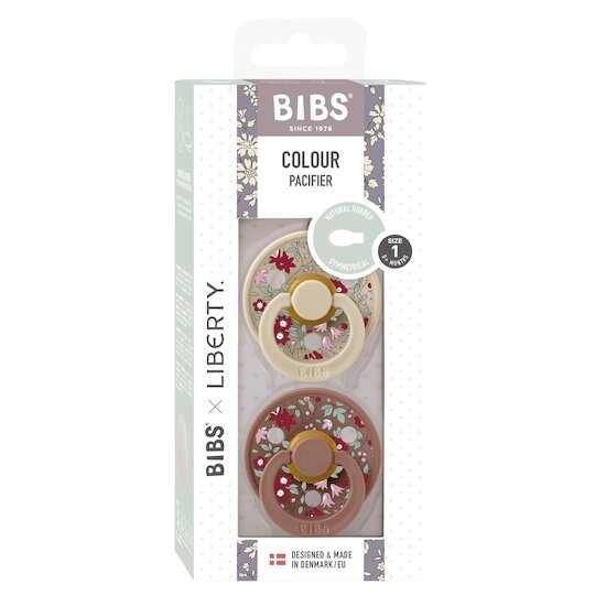 BIBS BIBS x Liberty Tétine Colour 2 Pack Caoutchouc naturel Symétrique Vanilla/Woodchuck 