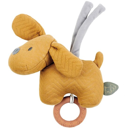 Nattou Charlie mini musical chien jacquard  Caramel 18 cm