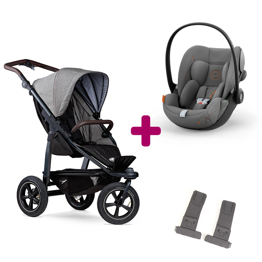 TFK - Pack Poussette Duo Mono 2 version sport Premium Grey + adaptateurs coque + coque Cloud G i-size Lava Grey  TFK