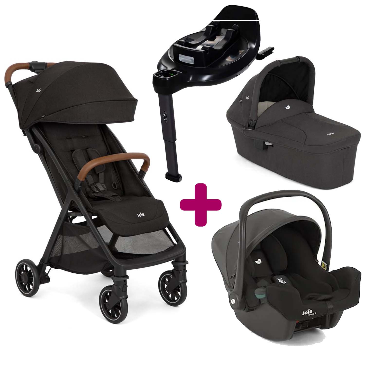 Joie - Pack Poussette Trio Pact Pro Shale + Nacelle Ramble Shale + coque i-snug 2 Shale + base Encore  Joie