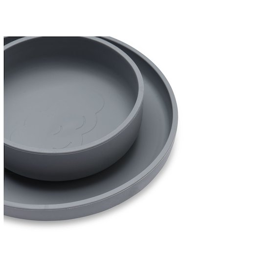 Jollein Set de table bébé silicone (4pcs) Storm Grey  Jollein Set de table bébé silicone (4pcs) Storm Grey