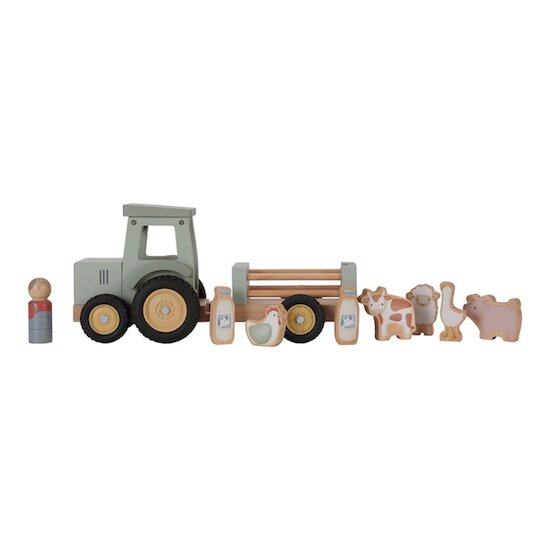 Little Dutch Tracteur avec remorque en bois FSC Little Farm 