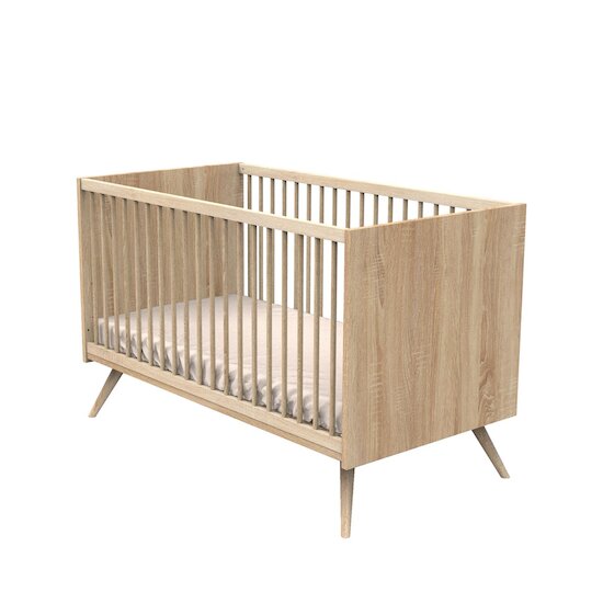 Sauthon Little big bed Seventies Chêne Doré - Hêtre Vernis Naturel 70x140 cm