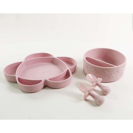 Grabease Coffret repas 4 pièces en silicone avec ventouse Rose Clair 6 mois + Grabease Coffret repas 4 pièces en silicone avec ventouse Rose Clair 6 mois +