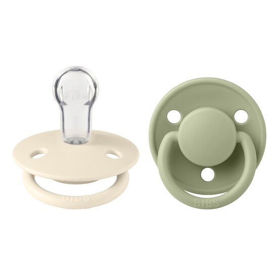 BIBS Tétines De Lux 2 Pack Silicone Ivory/Sage 
