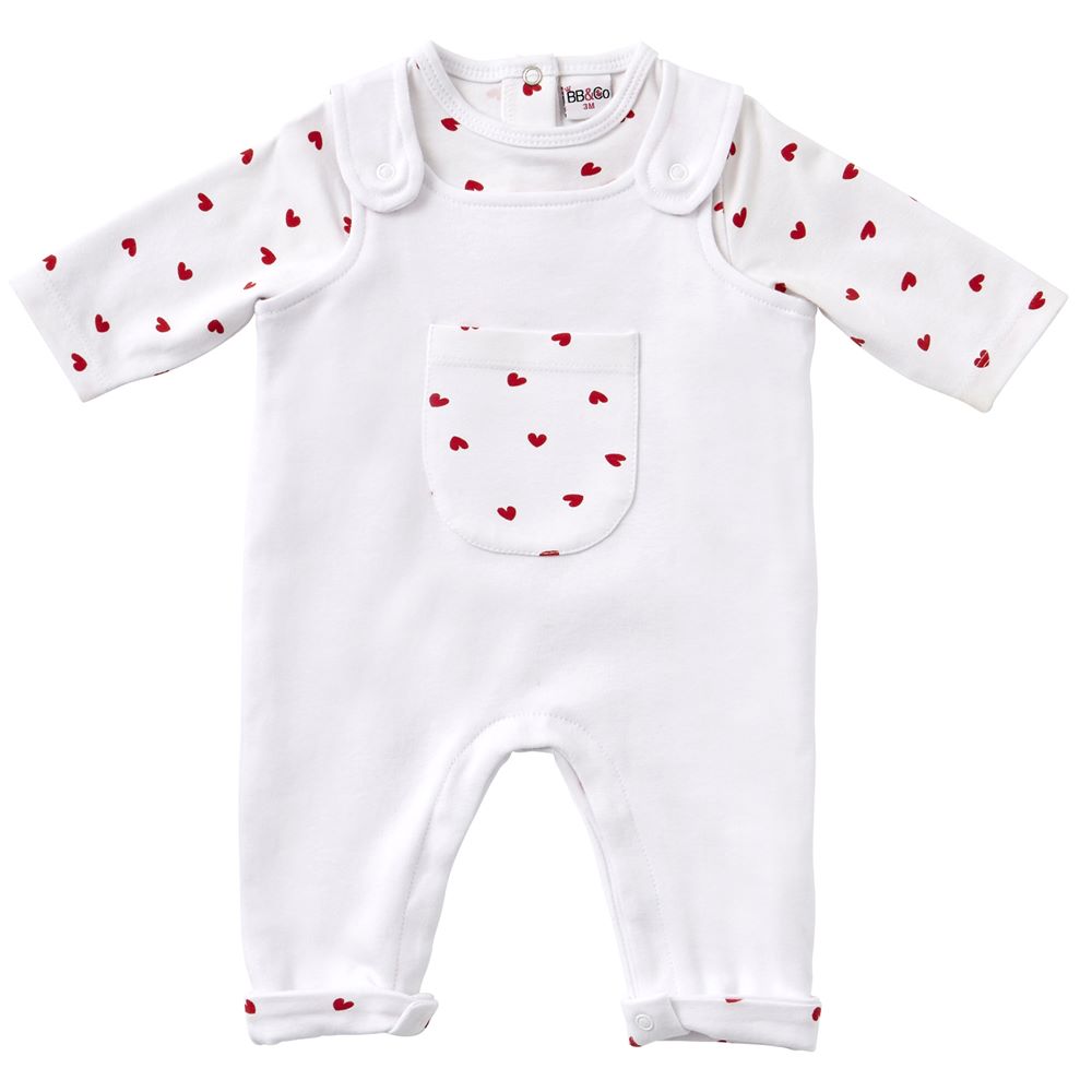 BB & Co - Ensemble mixte tee-shirt avec salopette ROUGE BB&Co