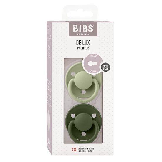 BIBS Tétines De Lux 2 Pack Silicone Sage/Hunter Green 