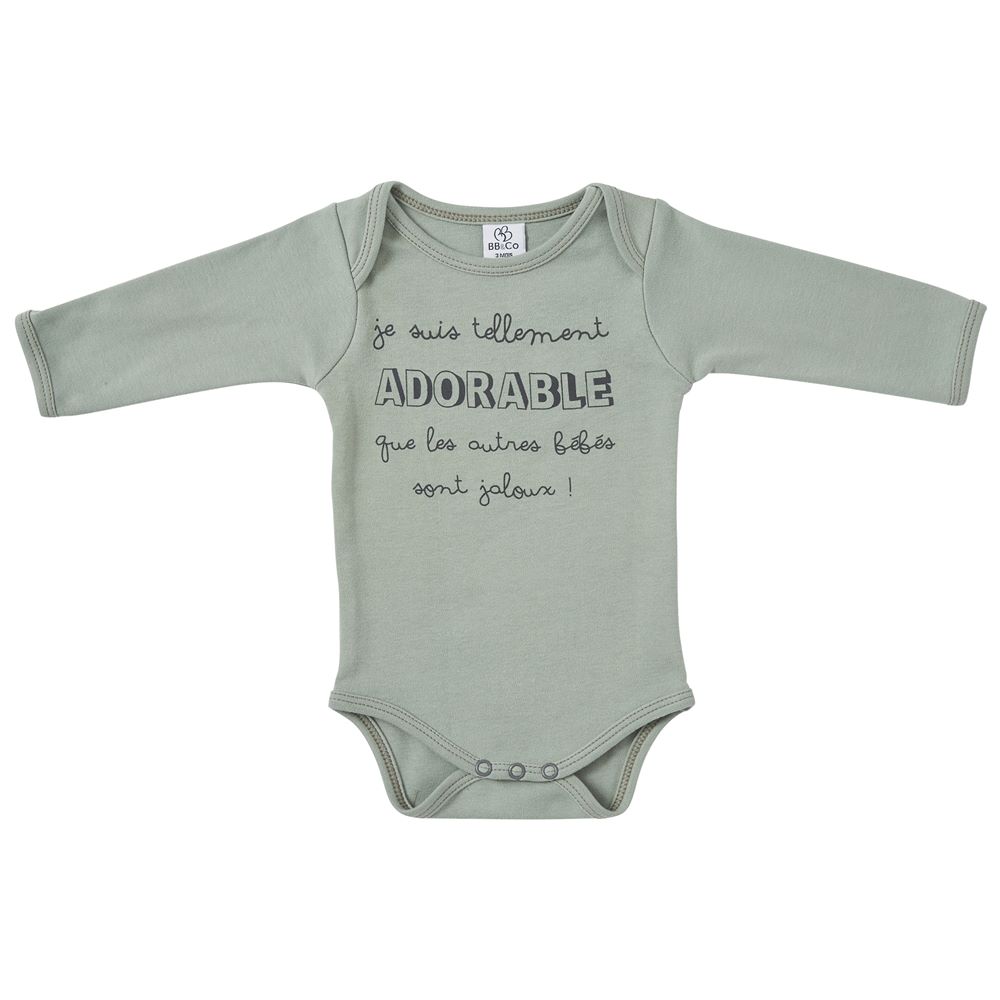 BB & Co - Body manches longues "adorable" VERT BB&Co