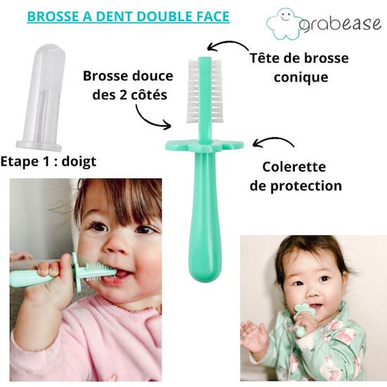 Grabease Brosse à dents ergonomique double face Vert Clair  Grabease Brosse à dents ergonomique double face Vert Clair