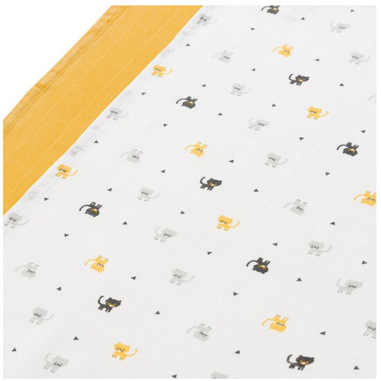 P’tit bisou Lot 2 langes coton bio Jaune 110x110 cm P’tit bisou Lot 2 langes coton bio Jaune 110x110 cm