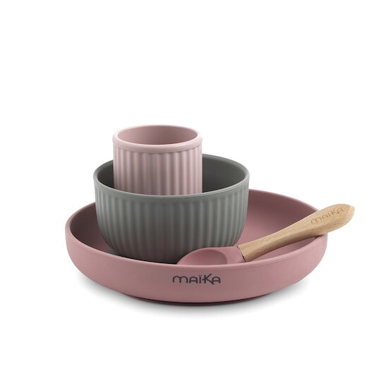 Maïka Coffret repas silicone Rose 