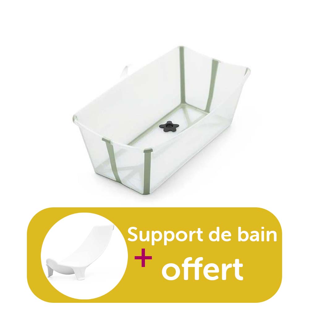 Stokke - Baignoire Flexi Bath Transparent vert achetée = support de bain offert  Stokke