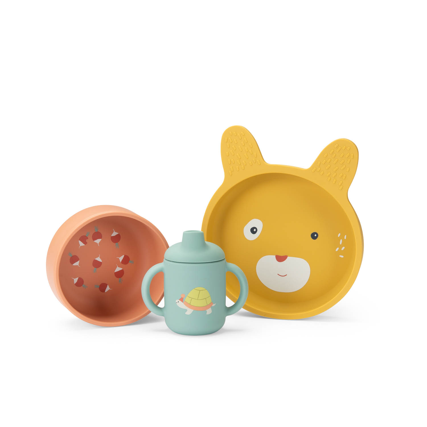 Set vaisselle silicone Trois petits lapins MULTICOLORE Moulin Roty