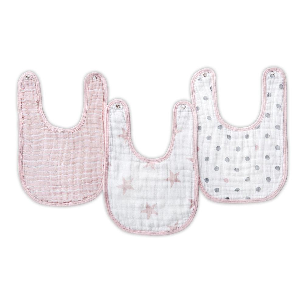 3 bavoirs en mousseline de coton Essentials ROSE Aden et Anais