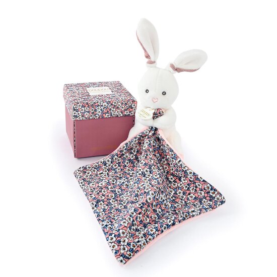 Doudou & Compagnie Doudou avec mouchoir Boh'aime Lapin Rose 12 cm