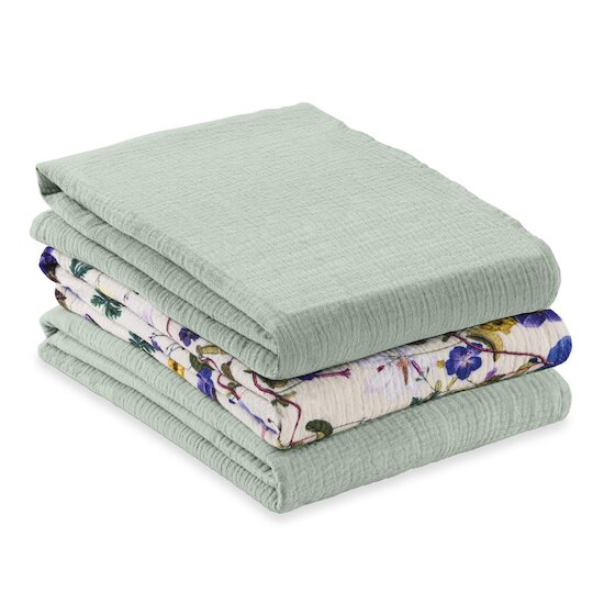 Hauck Langes Bébé Cuddle N Clean set de 3 Sage/Beige Floral 