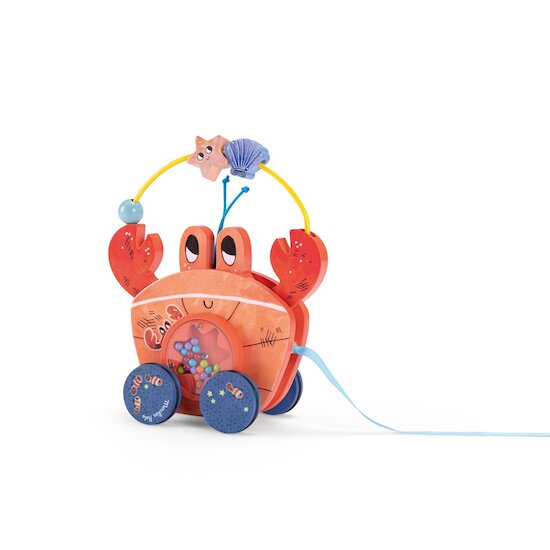 Moulin Roty Crabe à tirer Les aventures de Paulie Orange 10 mois