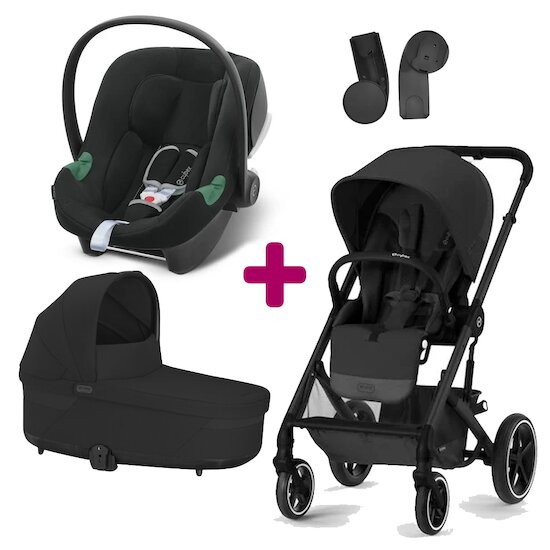 Cybex Pack poussette trio Balios S Lux Black moon + nacelle Cot S Lux moon Black + coque Aton B2 Volcano Black  