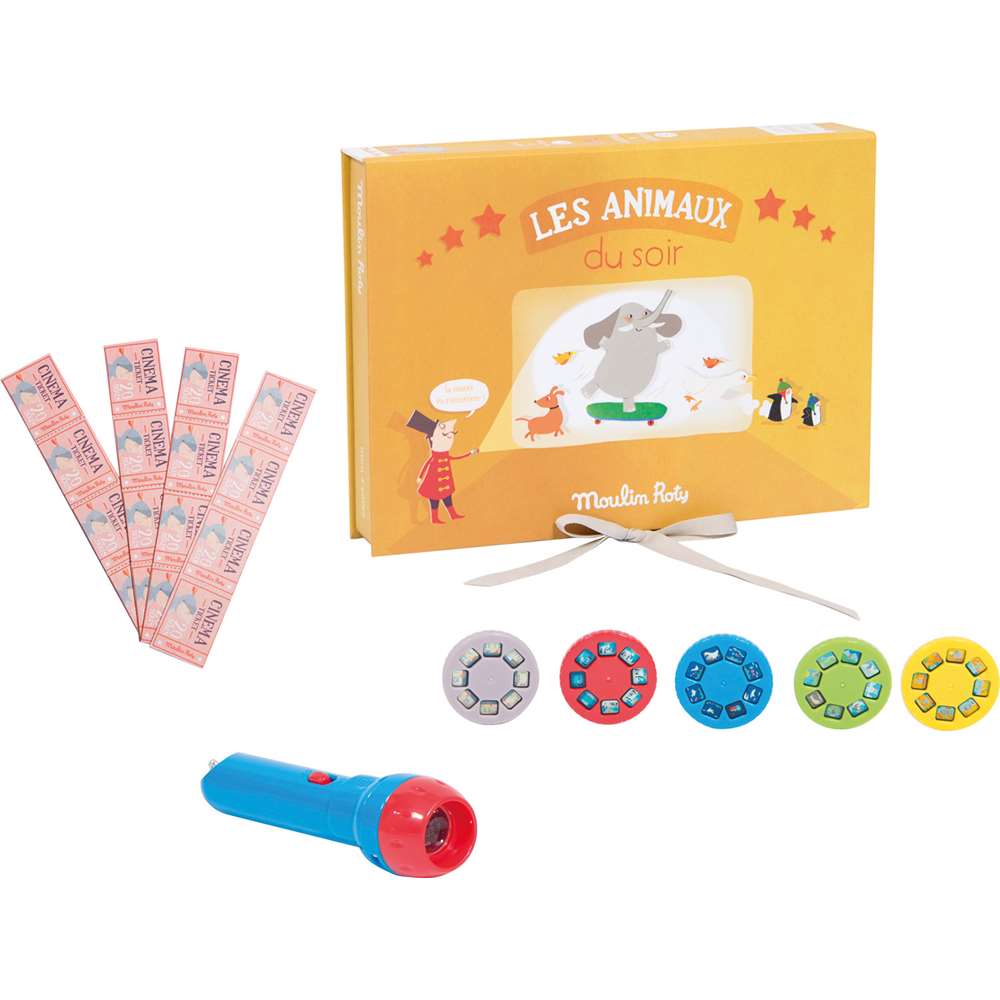 Coffret cinéma Les Animaux du soir JAUNE Moulin Roty